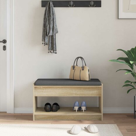 Halbank met kussen met plank Sonoma Eiken 83 x 38 x 45 cm 4