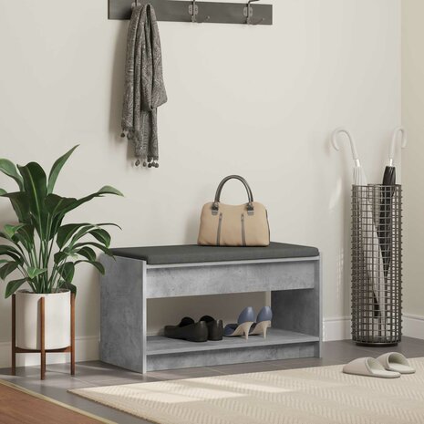 Halbank met kussen met plank Beton Grijs 83 x 38 x 45 cm 1