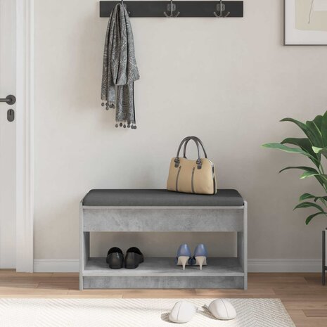 Halbank met kussen met plank Beton Grijs 83 x 38 x 45 cm 4