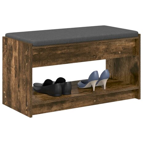 Halbank met kussen met plank Gerookte Eik 83 x 38 x 45 cm 3