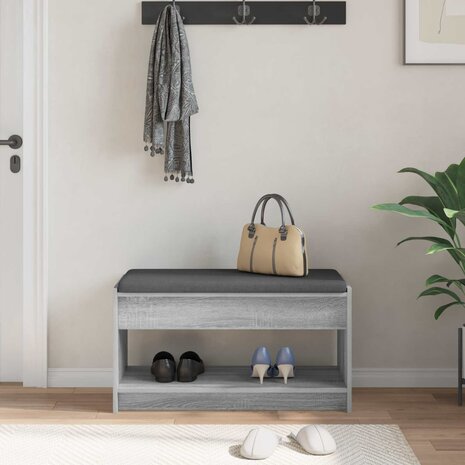 Halbank met kussen met plank Grijze Sonoma 83 x 38 x 45 cm 4