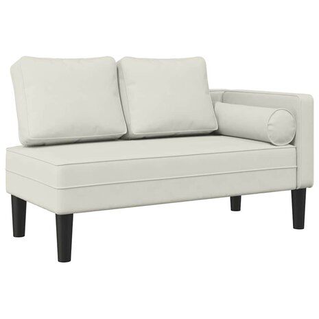 Chaise longue met kussens fluweel cr&egrave;mekleurig 2