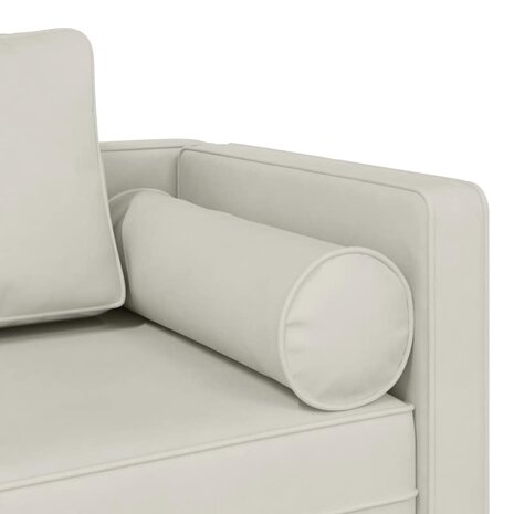 Chaise longue met kussens fluweel cr&egrave;mekleurig 6