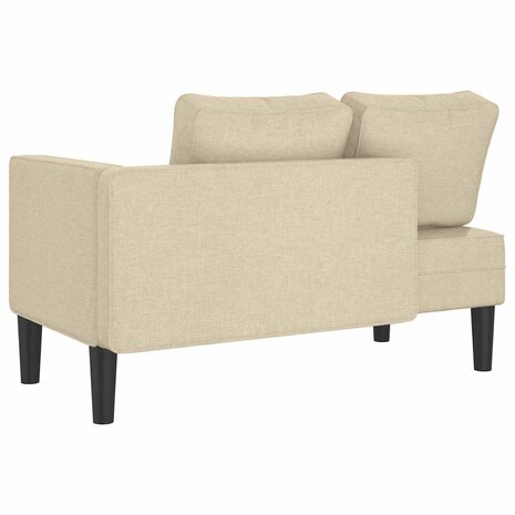 Chaise longue met kussens stof cr&egrave;mekleurig 5