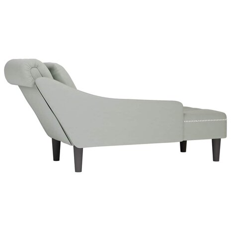 Chaise longue met kussen & rechterarmleuning fluweel lichtgrijs 6