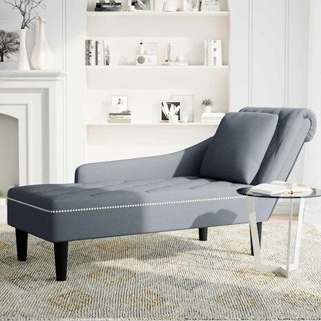 Chaise longue met kussen&rechterarmleuning fluweel donkergrijs 3