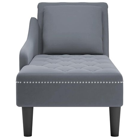 Chaise longue met kussen&rechterarmleuning fluweel donkergrijs 4