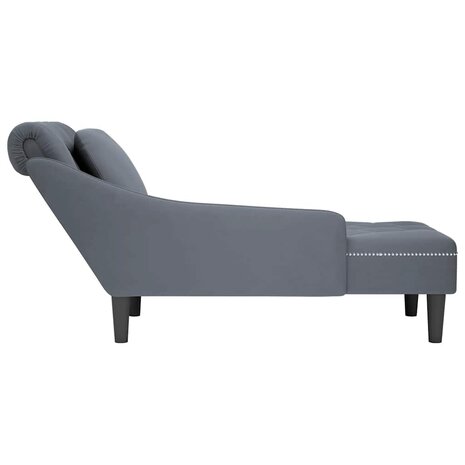 Chaise longue met kussen&rechterarmleuning fluweel donkergrijs 5