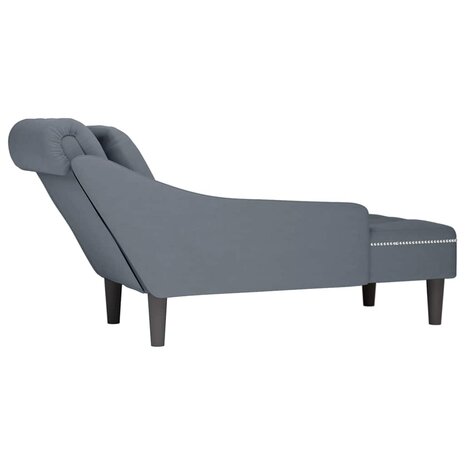 Chaise longue met kussen&rechterarmleuning fluweel donkergrijs 6