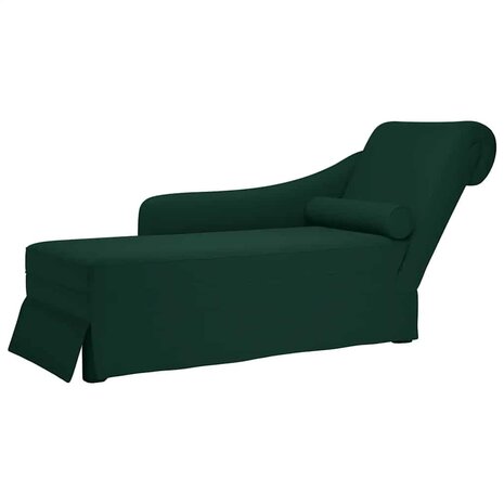 Chaise longue met bolster&rechterarmleuning fluweel donkergroen 1