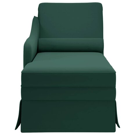 Chaise longue met bolster&rechterarmleuning fluweel donkergroen 4