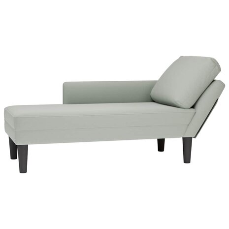 Chaise longue met kussen & rechterarmleuning fluweel lichtgrijs 1