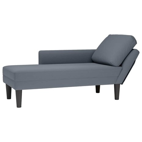 Chaise longue met kussen&rechterarmleuning fluweel donkergrijs 1