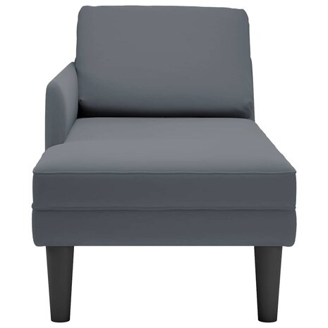 Chaise longue met kussen&rechterarmleuning fluweel donkergrijs 4