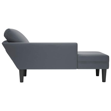 Chaise longue met kussen&rechterarmleuning fluweel donkergrijs 5