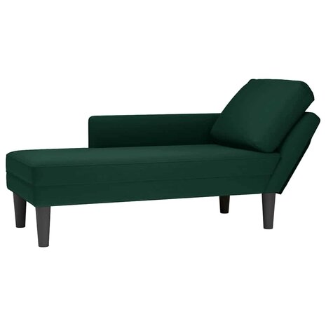 Chaise longue met kussen&rechterarmleuning fluweel donkergroen 1