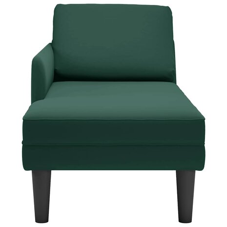 Chaise longue met kussen&rechterarmleuning fluweel donkergroen 4
