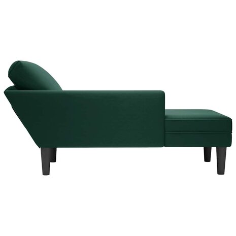 Chaise longue met kussen&rechterarmleuning fluweel donkergroen 5