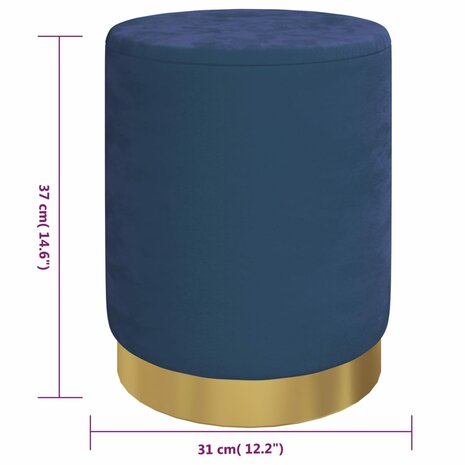 Hocker met opbergruimte rond fluweel 31 x 37 cm blauw 6