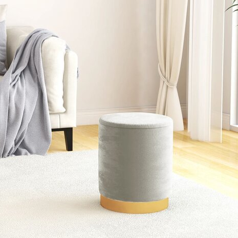 Hocker met opbergruimte rond fluweel 31 x 37 cm lichtgrijs 1