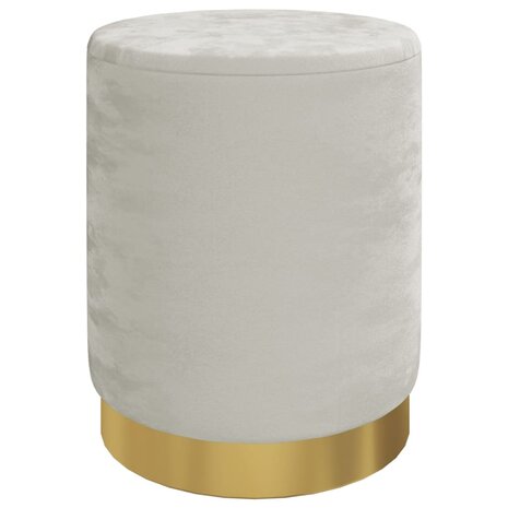 Hocker met opbergruimte rond fluweel 31 x 37 cm lichtgrijs 2