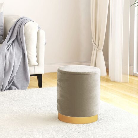 Hocker met opbergruimte rond fluweel 31 x 37 cm donkergrijs 1