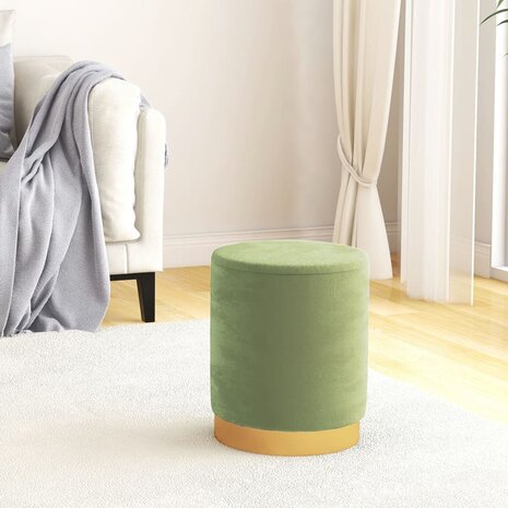 Hocker met opbergruimte rond fluweel 31 x 37 cm mosterdgroen 1