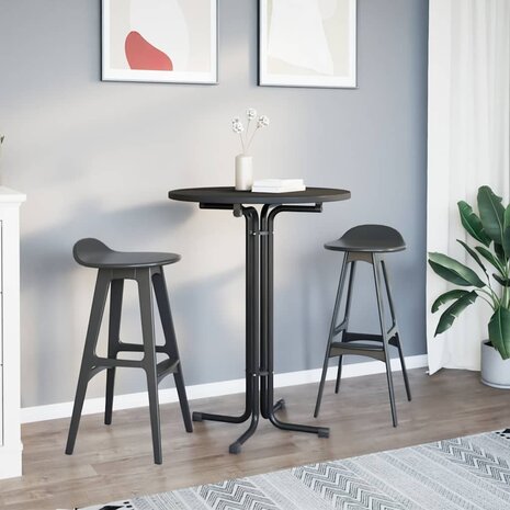 Bartafel &Oslash; 80x110 cm bewerkt hout en staal zwart 3