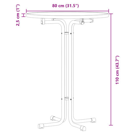Bartafel &Oslash; 80x110 cm bewerkt hout en staal zwart 9