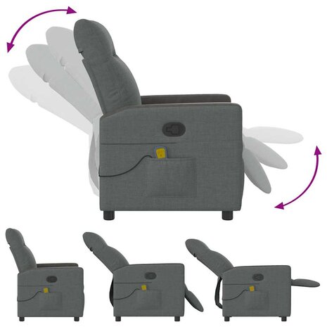Massagestoel Donkergrijze Stof 6