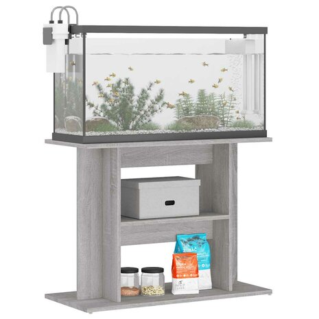 Aquariumstandaard Sonoma Grijs 80x35x60 cm Bewerkt Hout 3