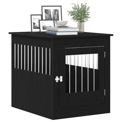 Hondenbenchmeubel 64,5x80x71 cm bewerkt hout zwart eikenkleurig 4