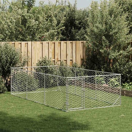 Hondenhok voor buiten met deur 2x4x1 m gegalvaniseerd staal 2