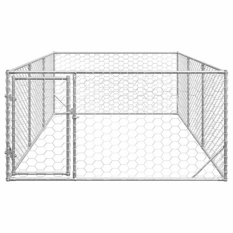 Hondenhok voor buiten met deur 2x4x1 m gegalvaniseerd staal 3