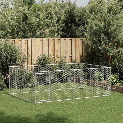 Hondenhok voor buiten met deur 3x2x1 m gegalvaniseerd staal 2