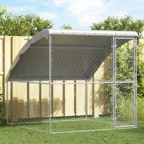 Hondenhok met opslag Zilver 2 x 2 x 2 m Gegalvaniseerd staal 1