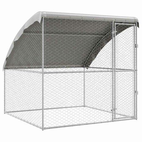 Hondenhok met opslag Zilver 2 x 2 x 2 m Gegalvaniseerd staal 2