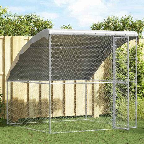 Hondenhok met opslag Zilver 2 x 2 x 2 m Gegalvaniseerd staal 3