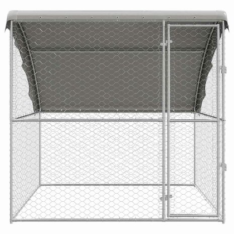 Hondenhok met opslag Zilver 2 x 2 x 2 m Gegalvaniseerd staal 4