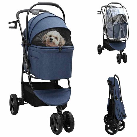 Opvouwbare Huisdierenwagen Blauw 78 x 54 x 101 cm Polyester 1