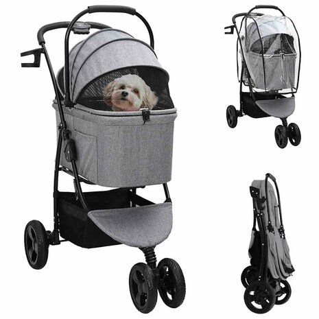 Opvouwbare Huisdierenwagen Grijs 78 x 54 x 101 cm Polyester 1