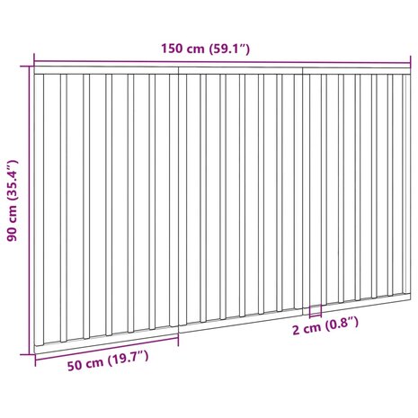 Hondenhek opvouwbaar 3 panelen 150 cm populierenhout 9