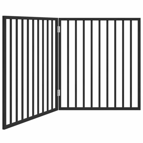 Hondenhek opvouwbaar 2 panelen zwart 160 cm populierenhout 2