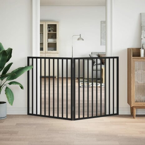 Hondenhek opvouwbaar 2 panelen zwart 160 cm populierenhout 3