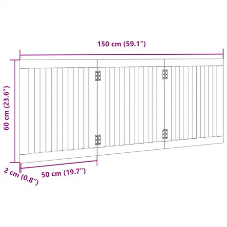 Hondenhek opvouwbaar 3 panelen 150 cm populierenhout 9