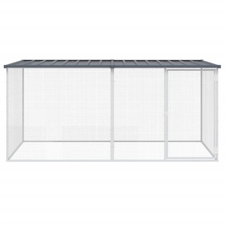 Kippenhok met dak antraciet 203x98x90 cm gegalvaniseerd staal 3