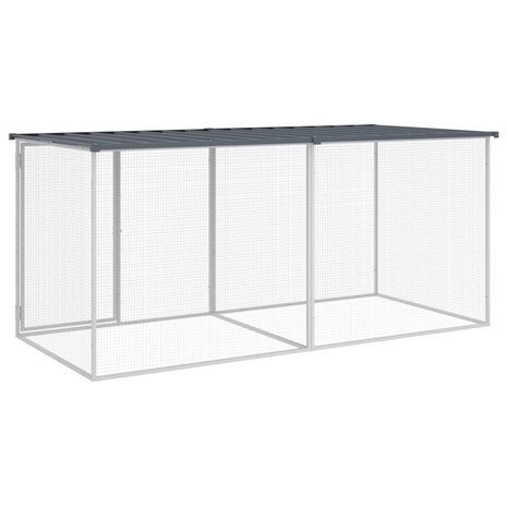Kippenhok met dak antraciet 203x98x90 cm gegalvaniseerd staal 5