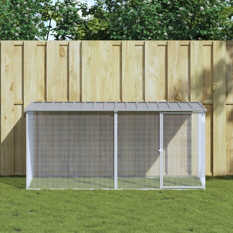 Kippenhok met dak lichtgrijs 203x98x90 cm gegalvaniseerd staal 1