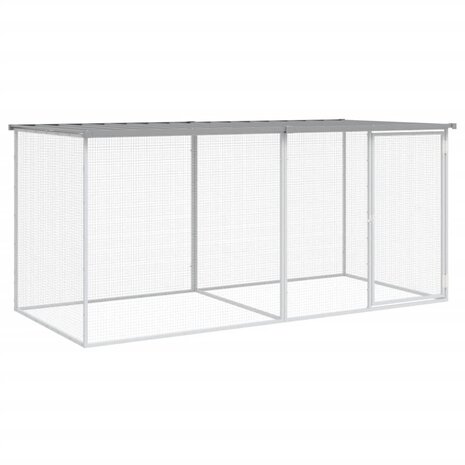 Kippenhok met dak lichtgrijs 203x98x90 cm gegalvaniseerd staal 2