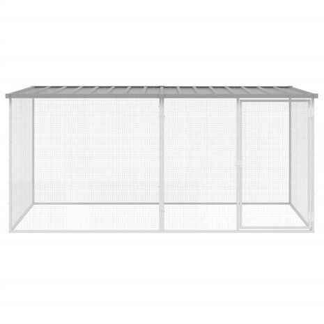 Kippenhok met dak lichtgrijs 203x98x90 cm gegalvaniseerd staal 3
